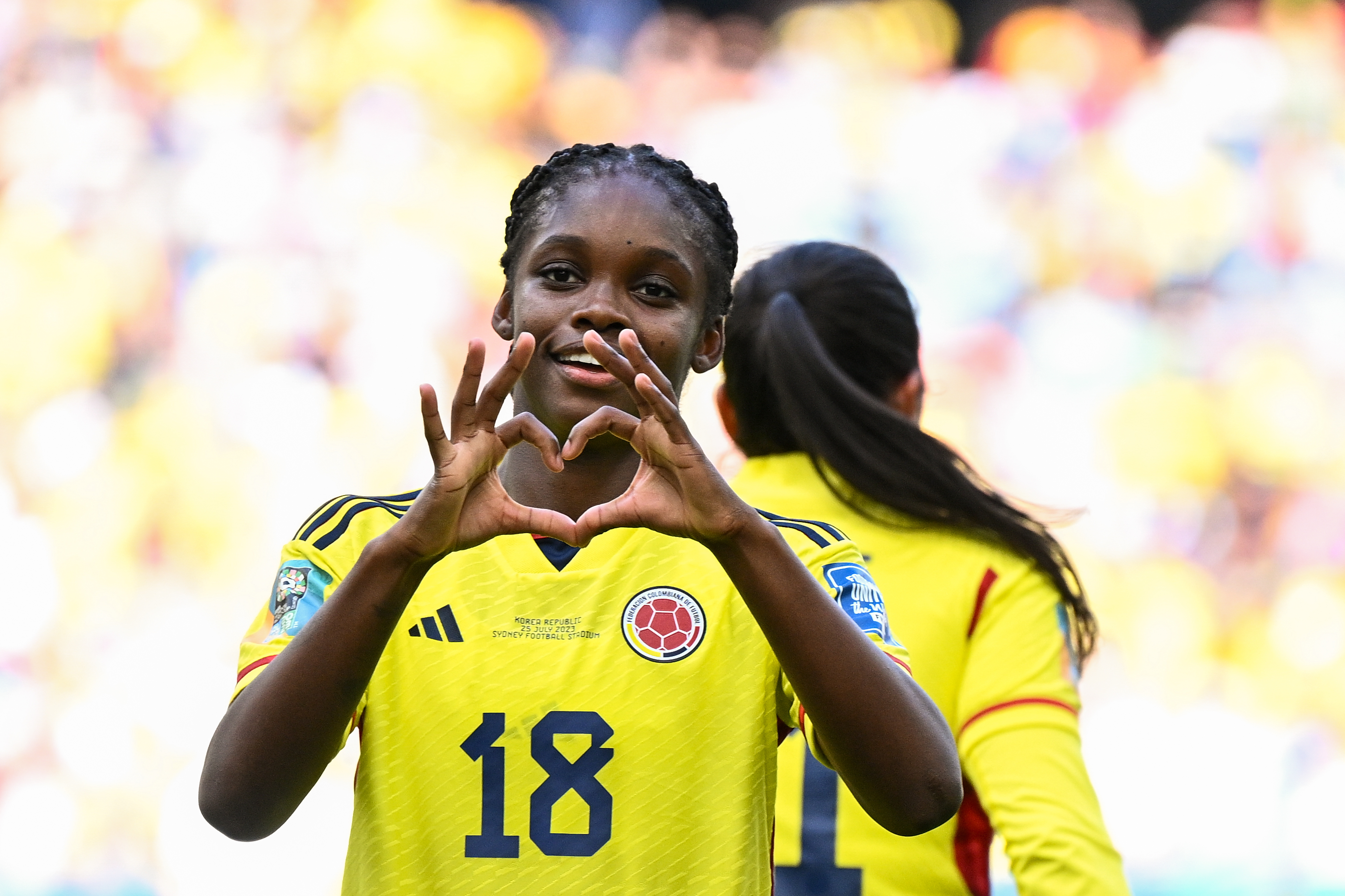 -FOTODELDÍA- SÍDNEY (AUSTRALIA), 24/07/2023.- Linda Caicedo de Colombia celebra su tanto ante Corea del Sur, durante un partido de la Copa Mundial Femenina de la FIFA en el Estadio de Fútbol Sydney, en Sídney (Australia). EFE/Dan Himbrechts PROHIBIDO SU USO EN AUSTRALIA Y NUEVA ZELANDA