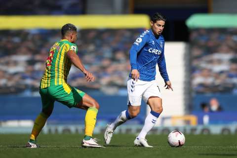 Primer gol de James en Inglaterra en la victoria del Everton ante el West Bromwich