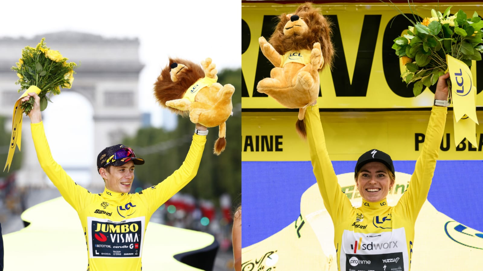 Jonas Vingegaard y Demi Vollering, ganadores del Tour de Francia en 2023.