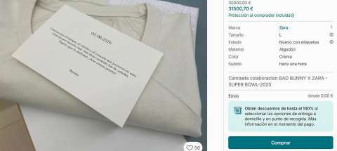 Venden camisetas que Bad Bunny les regaló a empleados de Zara: estos son los valores
