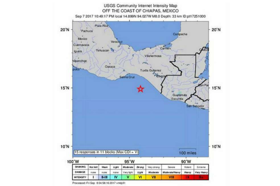 El temblor se sintió en México D.F, Chiapas, Oaxaca, Morelos, Veracruz, Puebla, Edomex, Guerrero y Campeche; también en Guatemala, Costa Rica, y Honduras. / EFE.