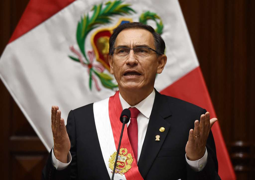 (FILES) Peruvian President Martin Vizcarra addresses the congress during the independence anniversary commemoration, on July 28, 2018 in Lima.