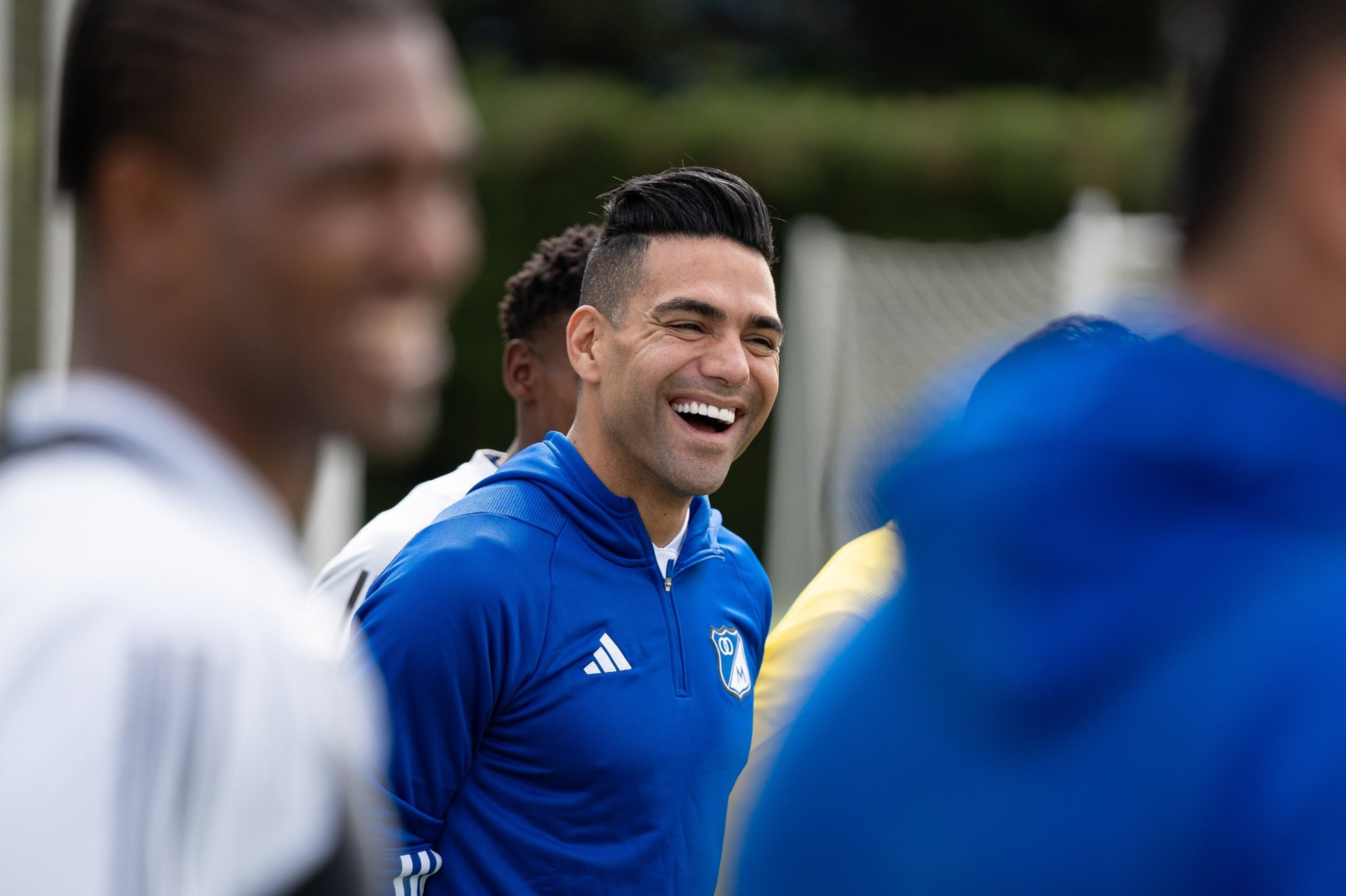 Falcao García, feliz, de nuevo en los entrenamientos del embajador.