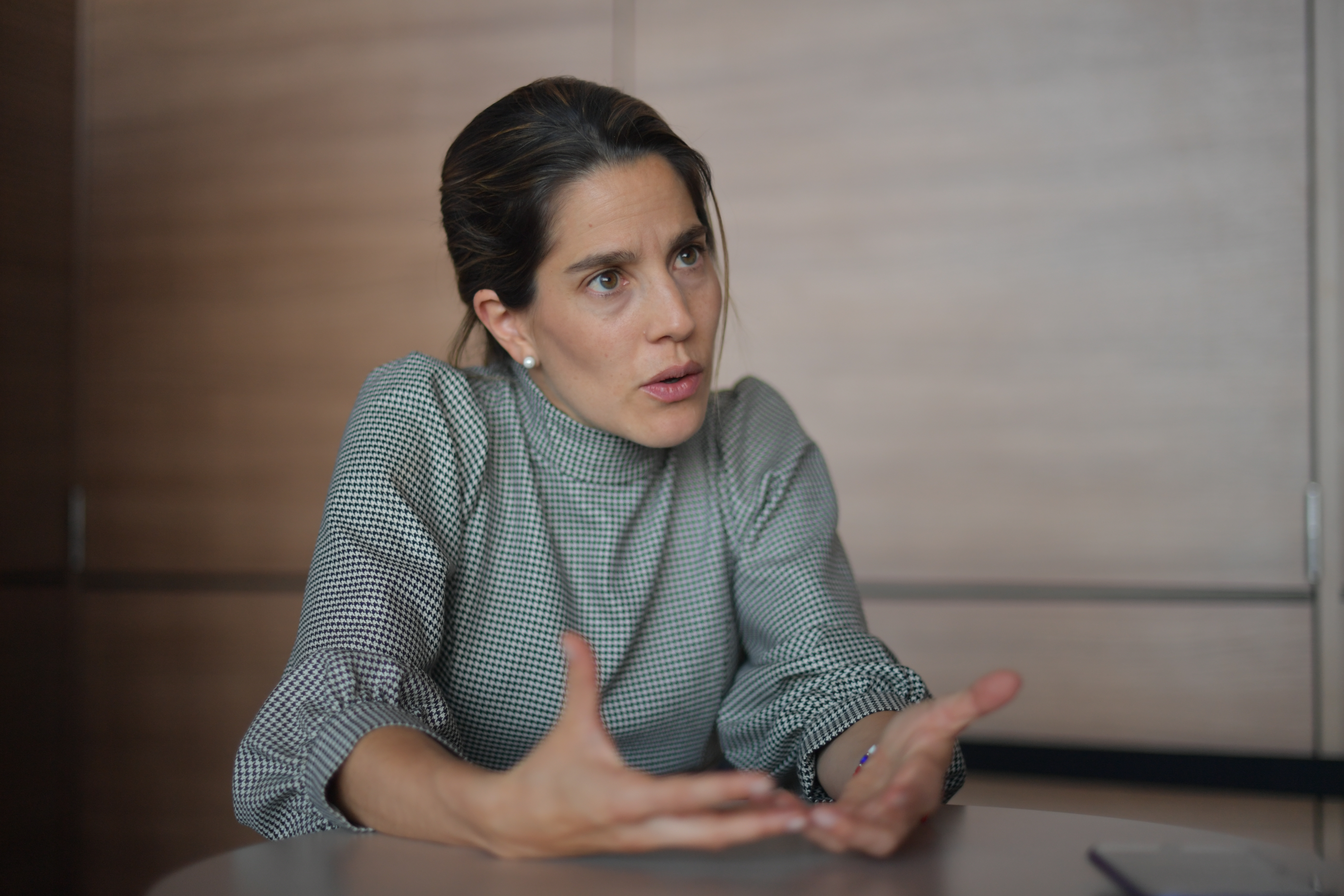 Secretaria de la mujer durante entrevista