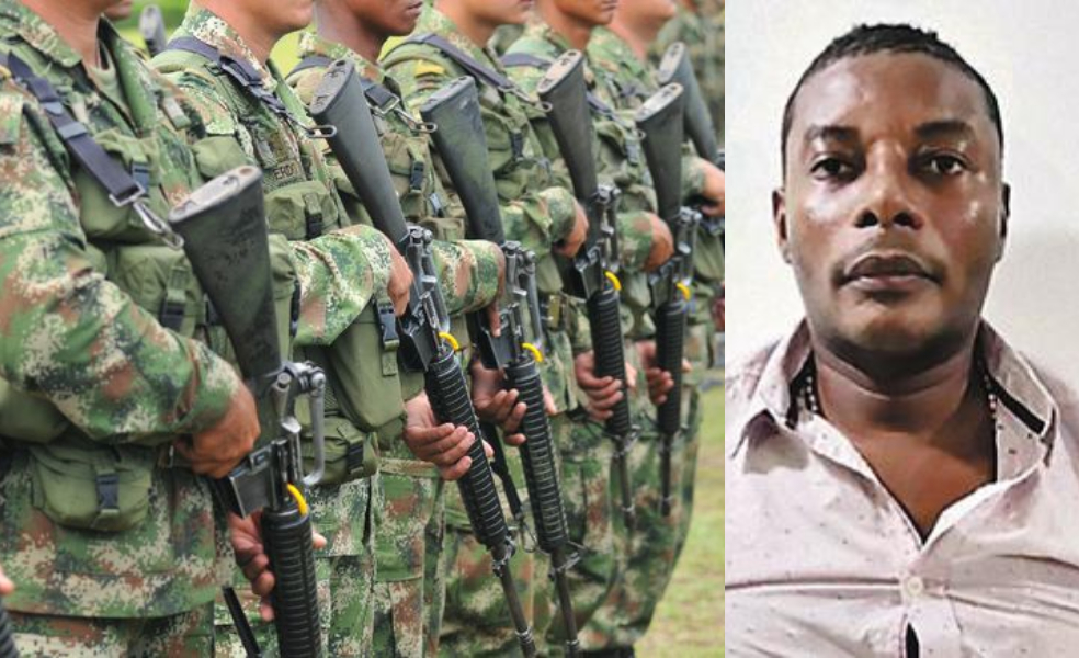 Imagen de referencia de miembros del Ejército (izquierda) y alias Matamba (derecha), quien se habría fugado de la cárcel La Picota en marzo de 2022.