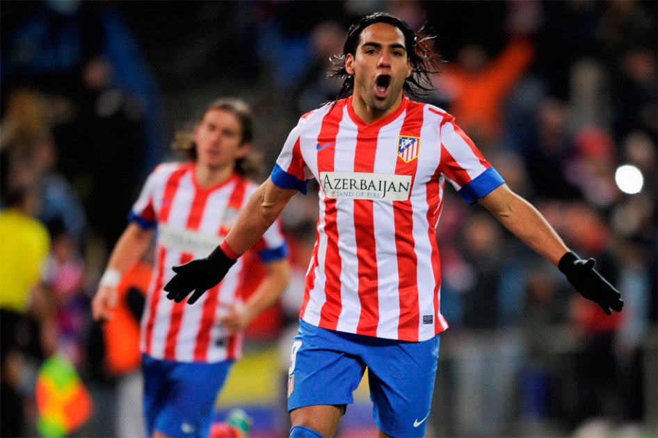 Falcao García celebró cinco veces en el Vicente Calderón, algo nunca antes visto / AFP
