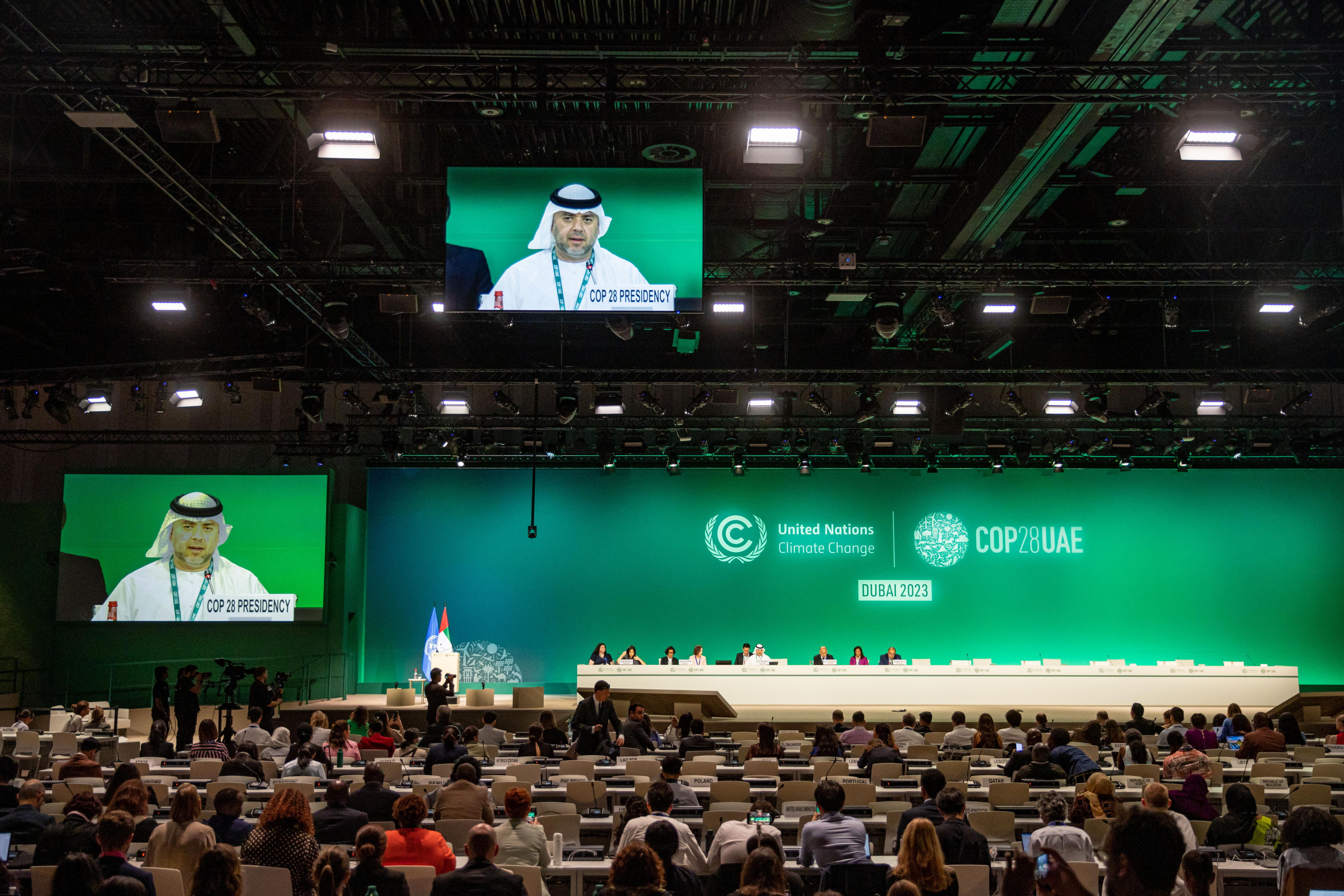 Dubai (United Arab Emirates), 11/12/2023.- Director-General of COP28 climate conference Ambassador Majid Al Suwaidi speaks during the 2023 United Nations Climate Change Conference (COP28), in Dubai, United Arab Emirates, 11 December 2023. The 2023 United Nations Climate Change Conference (COP28), runs from 30 November to 12 December, and is expected to host one of the largest number of participants in the annual global climate conference as over 70,000 estimated attendees, including the member states of the UN Framework Convention on Climate Change (UNFCCC), business leaders, young people, climate scientists, Indigenous Peoples and other relevant stakeholders will attend. (Emiratos Árabes Unidos) EFE/EPA/MARTIN DIVISEK