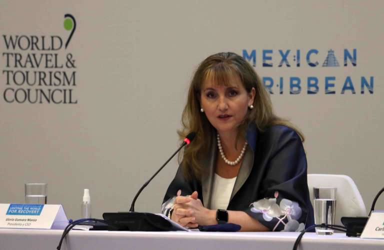 "Aquí, en Cancún, inicia el proceso de recuperación del sector de viajes y turismo, la Cumbre Mundial del WTTC contará con la presencia de representantes del sector procedentes de 20 naciones”, Gloria Guevara Manzo, presidenta y CEO del WTTC.
