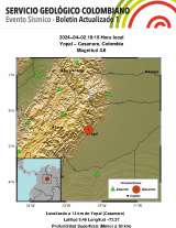 Reportan temblor de magnitud 4.8 en Yopal, Casanare