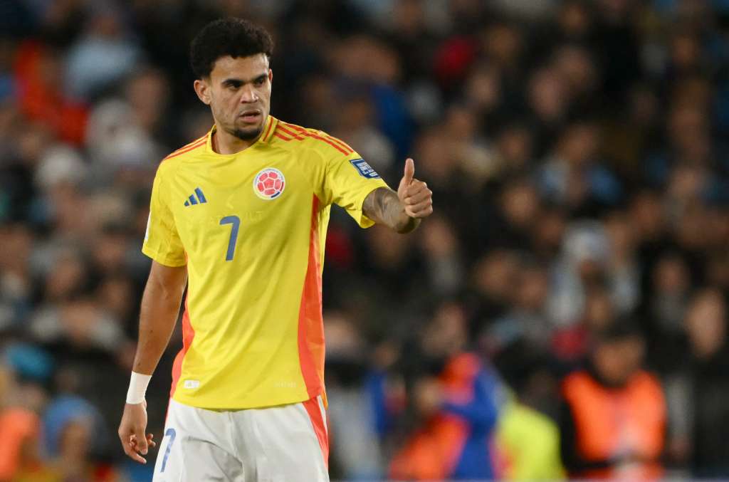 Luis Díaz, la gran figura de la selección de Colombia. (Photo by Luis ROBAYO / AFP)