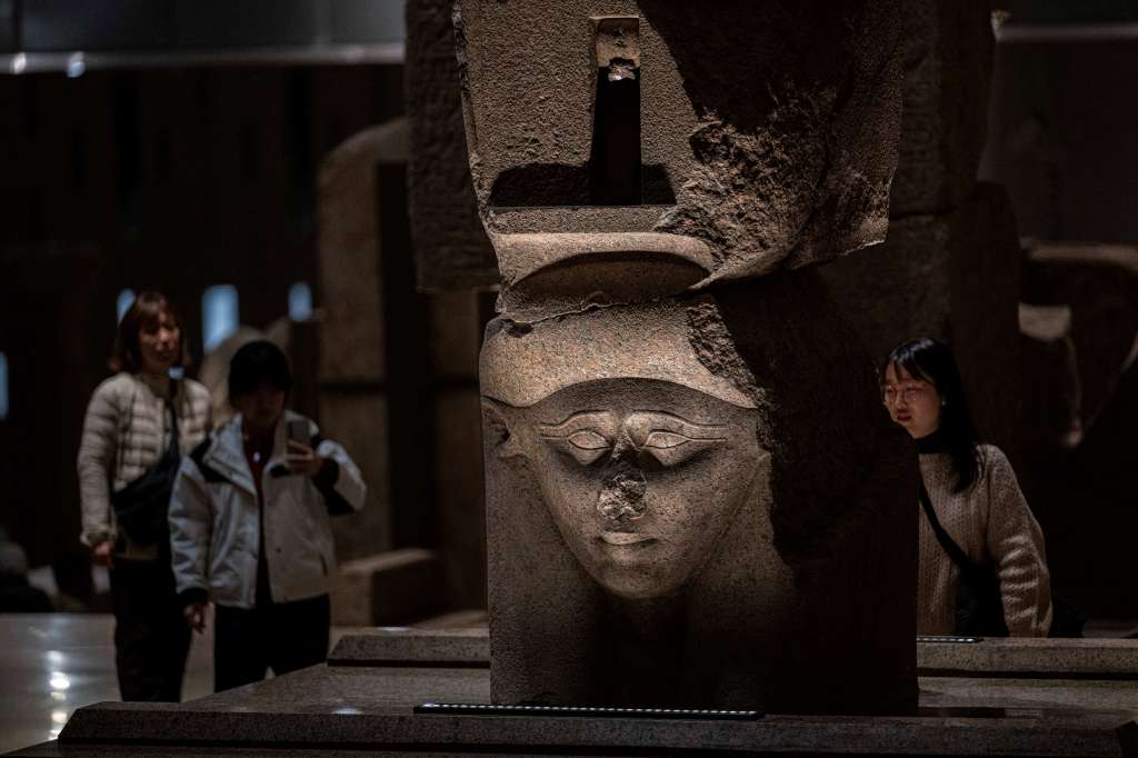 Visitors tour the Grand Egyptian Museum, in Giza on the southwestern outskirts of the capital Cairo on February 7, 2025, set to open fully on July 3, following a partial opening in October.