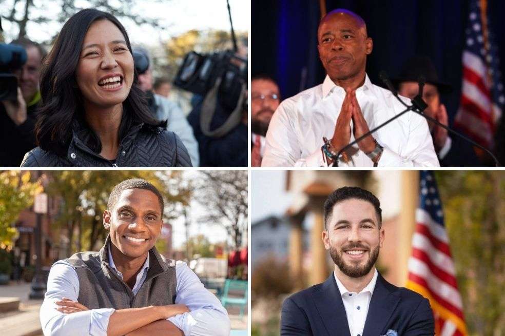 De izquierda a derecha y de arriba a abajo: Michelle Wu, Erick Adams, Justin Bibb y Abdullah Hammoud.
