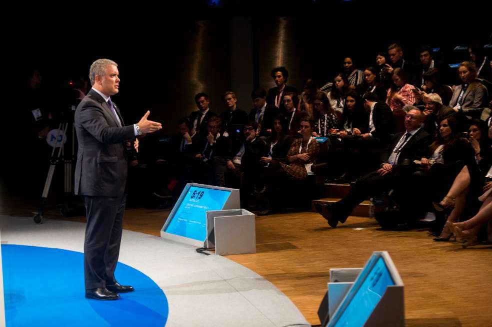 El presidente Iván Duque durante su intervención en el Foro de París. / SIG