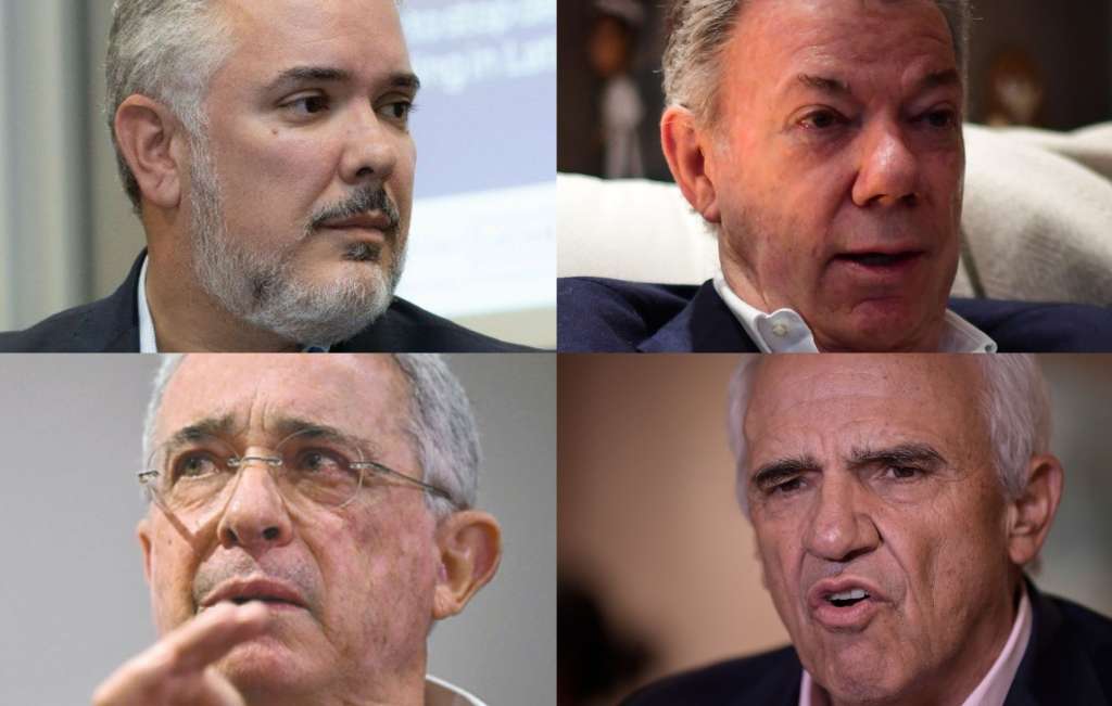Expresidentes Iván Duque, Juan Manuel Santos, Álvaro Uribe y Ernesto Samper.