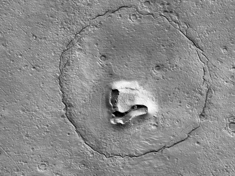 Científicos explican imagen similar al rostro de un oso en la superficie de Marte