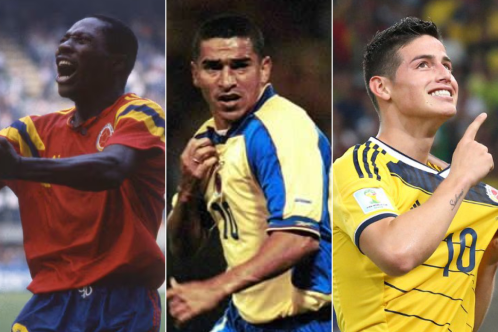 De izquierda a derecha: Freddy Rincón, Víctor Hugo Aristizábal y James Rodríguez.
