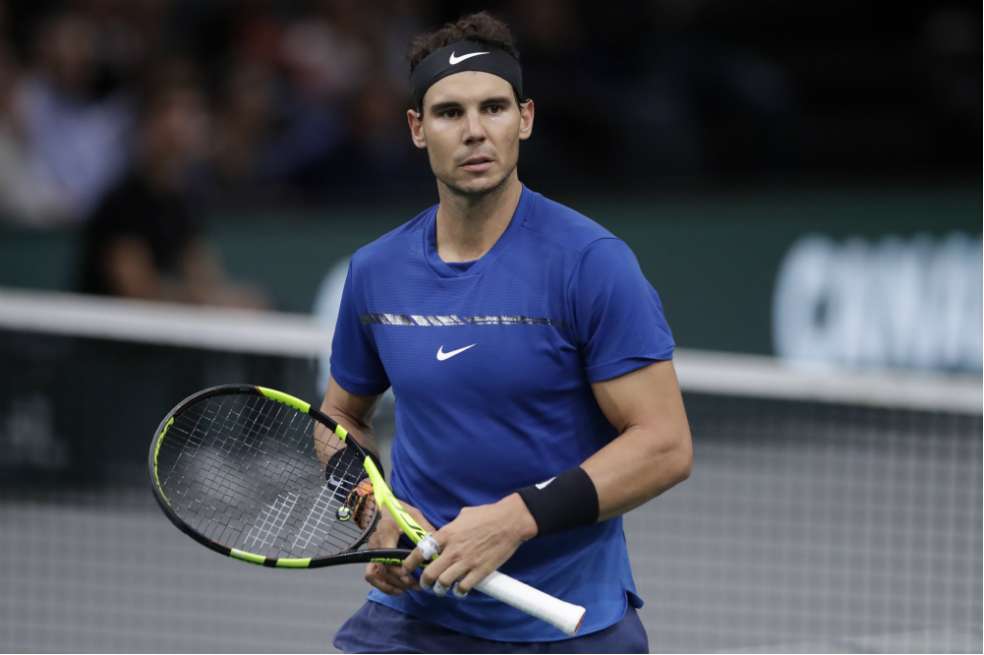 El tenista español Rafael Nadal, este jueves, durante el partido contra el uruguayo Pablo Cuevas. / AFP
