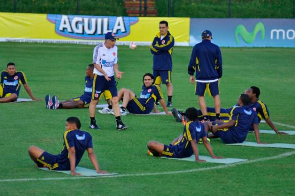 Jugadores de la selección de Colombia en trabajo de recuperación. / Archivo