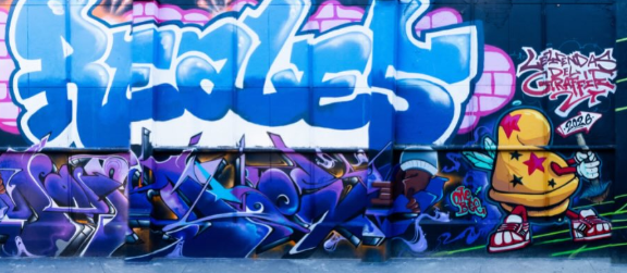 Obra "El legado" de los artistas Bboymksuno Reales Crew. Parte del mural de 350 metros cuadrados en Guayabal, Medellín.