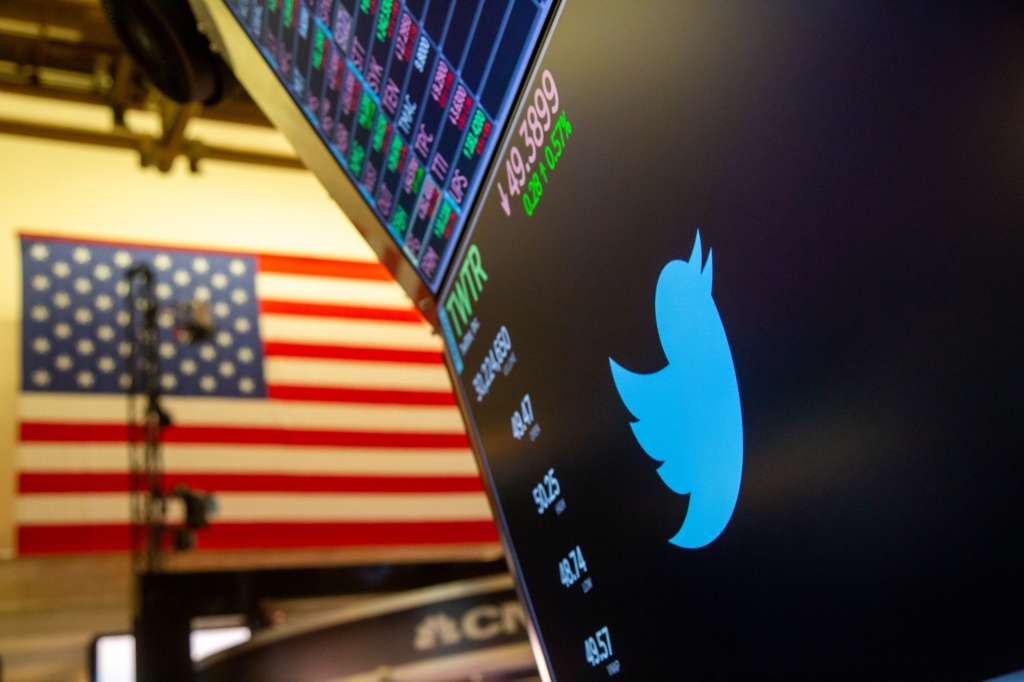A monitor with Twitter Inc. signage on the floor of the New York Stock Exchange (NYSE) in New York, U.S., on Friday, April 29, 2022. Technology stocks extended losses Friday as shares of what were once market darlings at the height of the pandemic headed for their worst monthly drop since the great financial crisis. Photographer: Michael Nagle/Bloomberg
