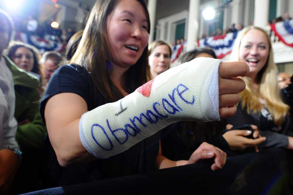 Una mujer en Washington respalda la reforma sanitaria de Barack Obama.