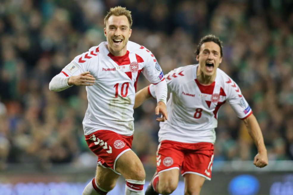 Christian Eriksen anotó tres goles en el triunfo de Dinamarca sobre Irlanda. / AFP