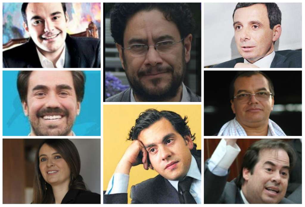 Izquierda. Horacio José Serpa, Gabriel Santos y Paloma Valencia. / Centro. Iván Cepeda y Rodrigo Lara. / Derecha. Miguel Gómez, Bayron Yepes y Andrés Cristo.