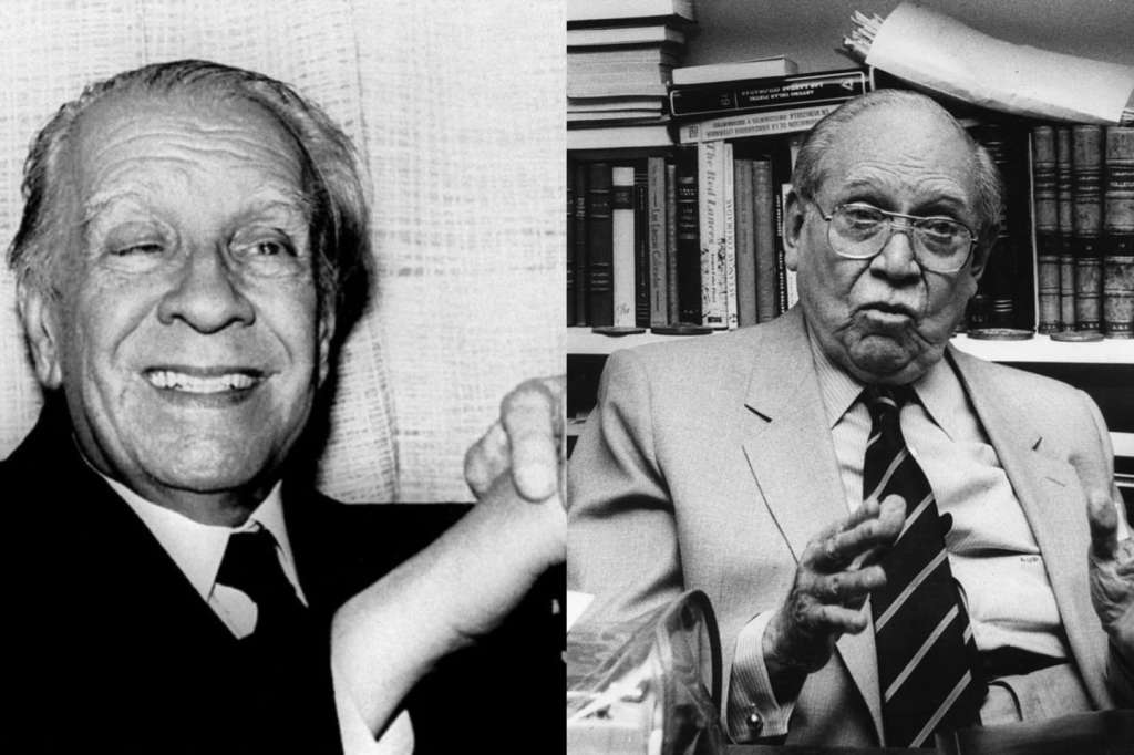 Jorge Luis Borges (izq) y Arturo Uslar Pietri (der).