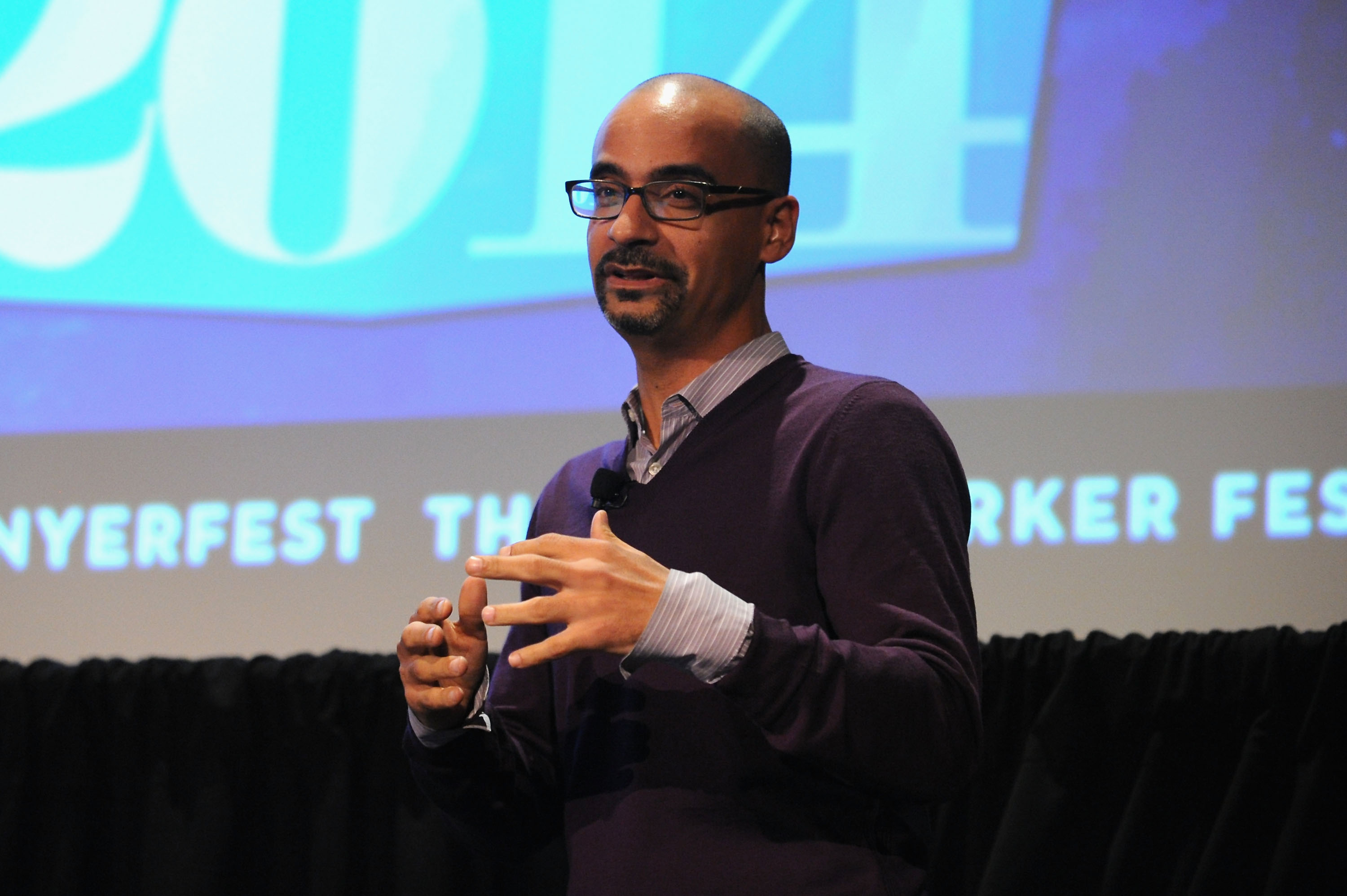 NEW YORK, NY - OCTOBER 10: Writer Junot Diaz attends the Jersey Boys: David Chase, Junot Diaz, And Sam Lipsyte Moderated By David Remnick during The New Yorker Festival 2014 on October 10, 2014 in New York City. (Photo by Andrew Toth/Getty Images for The New Yorker Festival)