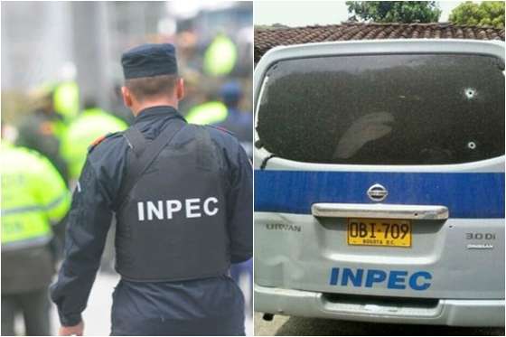 Así quedó el vehículo del Inpec luego del ataque. 