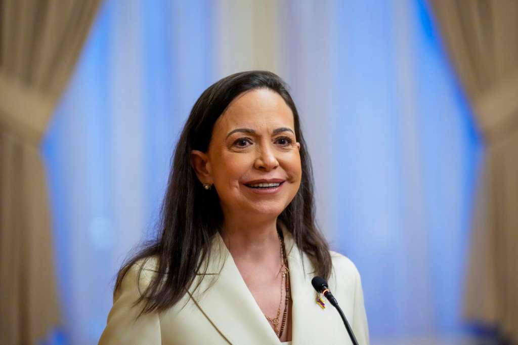 Oslo (Norway), 11/12/2025.- Nobel Peace Prize laureate Maria Corina Machado speaks during her visit to Norway's Parliament, the Storting, in Oslo, Norway, 11 December 2025. She received the Nobel Peace Prize 2025 for her tireless work promoting democratic rights for the people of Venezuela and for her struggle to achieve a just and peaceful transition from dictatorship to democracy. Due to the situation in Venezuela, she was unable to attend the award ceremony. (Noruega) EFE/EPA/OLE BERG-RUSTEN / POOL NORWAY OUT