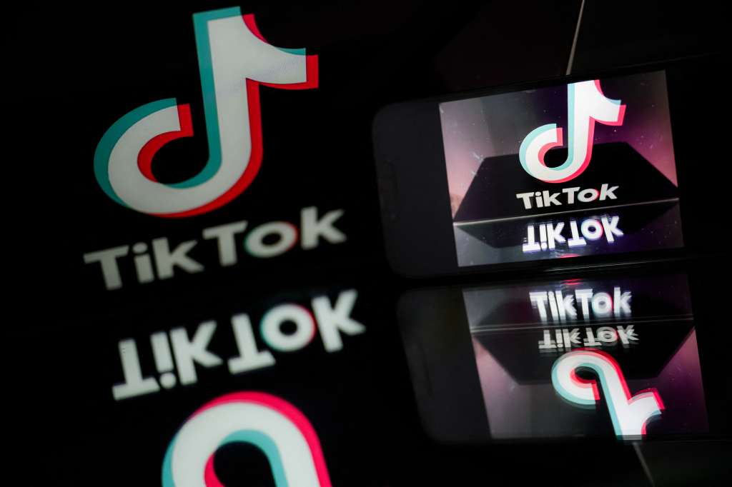 (FILES) This photograph taken on March 7, 2024 in Nantes, shows the logo of Chinese social media platform TikTok.
