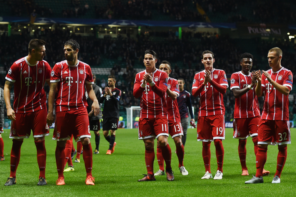 Jugadores del Bayern Múnich tras el triunfo de esta semana en Uefa Champions League ante el Celtic de Escocia.  / AFP