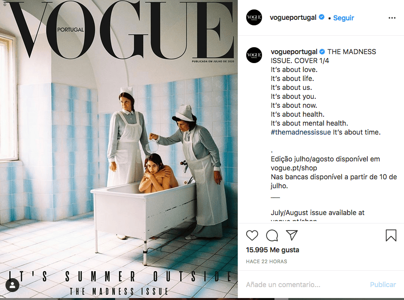 La portada de la revista Vogue en Portugal despertó críticas por el enfoque sobre la enfermedad y salud mental.