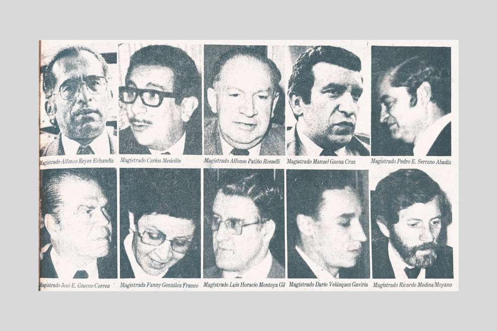 Magistrados asesinados en la toma del Palacio de Justicia.