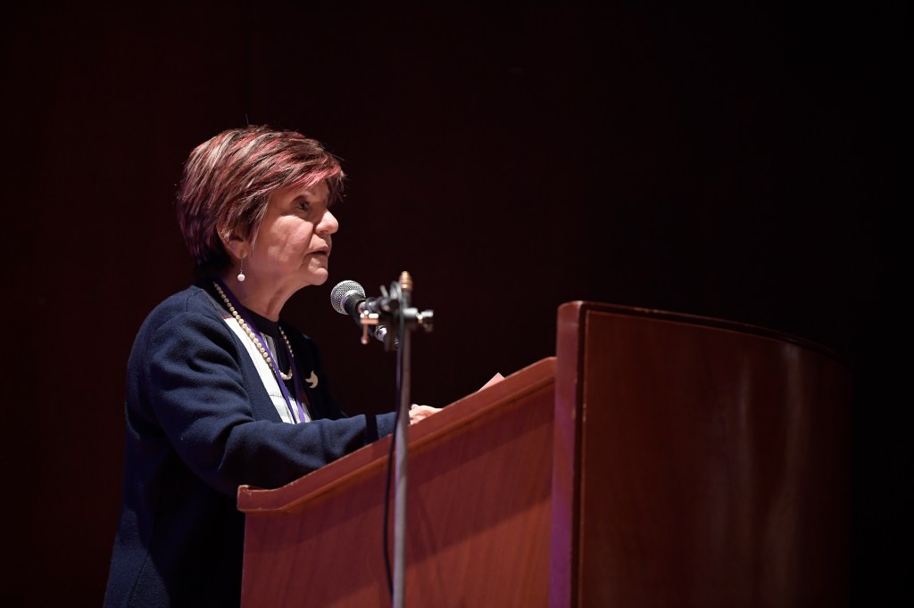 Directora de la Unidad de Implementación del Acuerdo de Paz, en el evento que conmemora los nueve años del Acuerdo de Paz, realizado en el Auditorio Teresa Cuervo Borda del Museo Nacional de Colombia, en Bogotá.