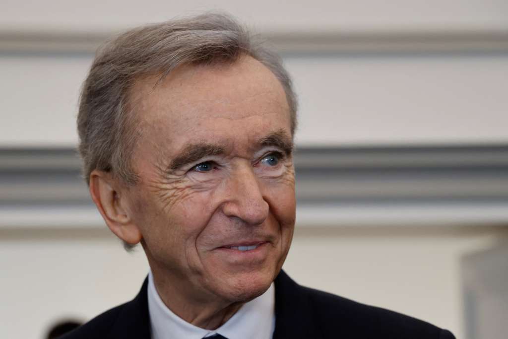 (FILES) LVMH Chairman and CEO Bernard Arnault takes part in the inauguration of the fifth campus of the Institute of vocations for employment (LIVE) in Reims, on April 29, 2024.
