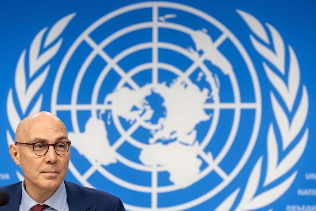 Geneva (Switzerland), 09/12/2024.- United Nations High Commissioner for Human Rights Volker Turk addresses the media during a year-end press conference at the European headquarters of the United Nations in Geneva, Switzerland, 09 December 2024. (Suiza, Ginebra) EFE/EPA/SALVATORE DI NOLFI