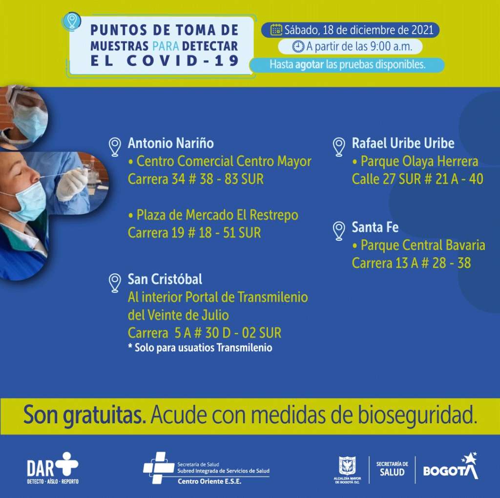 Puntos de atención para realizar la prueba covid-19 gratis.