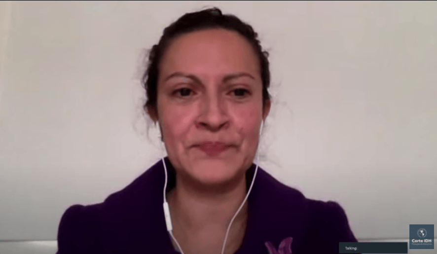 Jineth Bedoya, durante audiencia pública ante la Corte IDH.