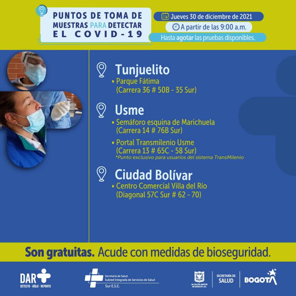 Pruebas covid-19 sur de Bogotá.