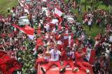 En imágenes: la impresionante caravana en Bogotá del Santa Fe campeón