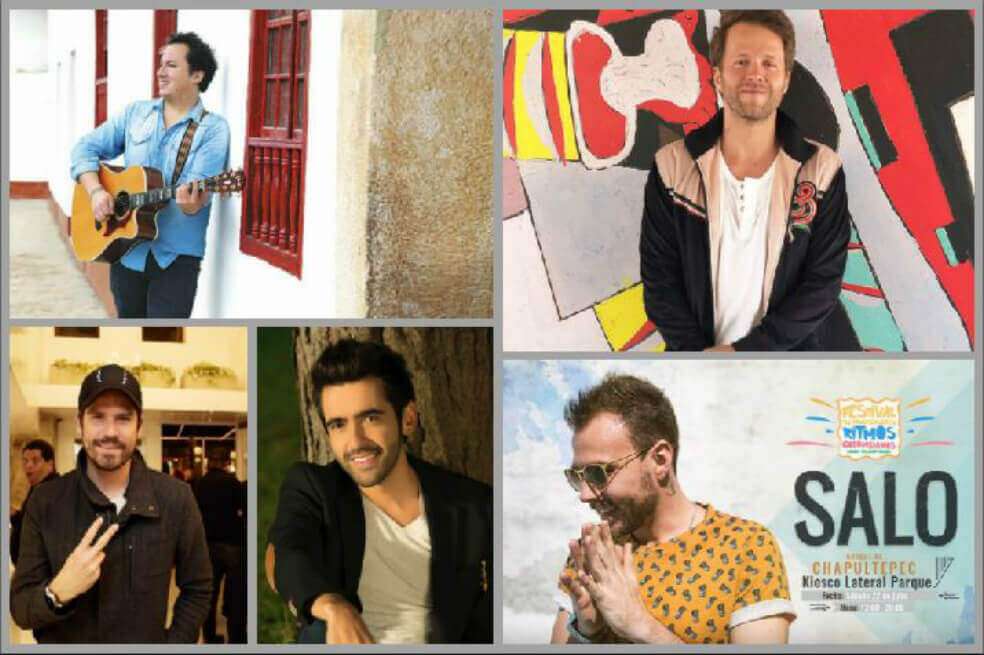 Mauricio Rodríguez, Sebastián Yepes, Juan Felipe Samper, Alejandro González y Salo se presentarán este jueves en el Teatro Cafam para recordar las mejores épocas del tropipop. / El Espectador y Redes sociales