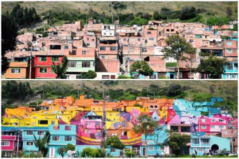 Barrio Los Puentes de Bogotá ahora es un gran mural