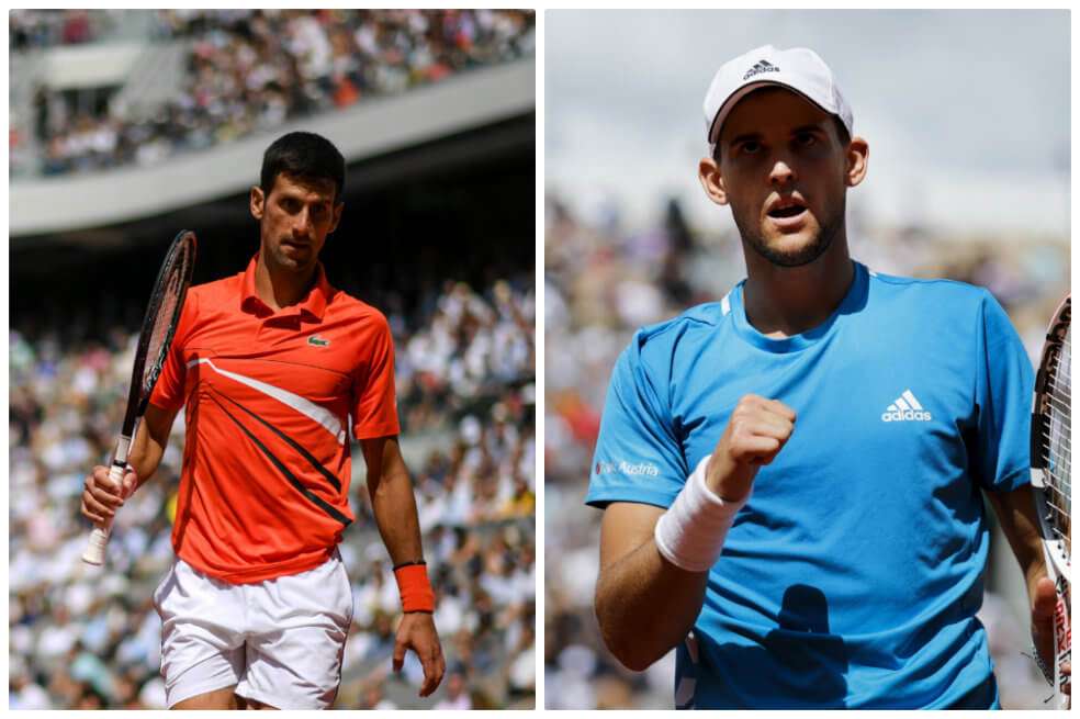 Djokovic (izqu.) y Thiem. / AFP