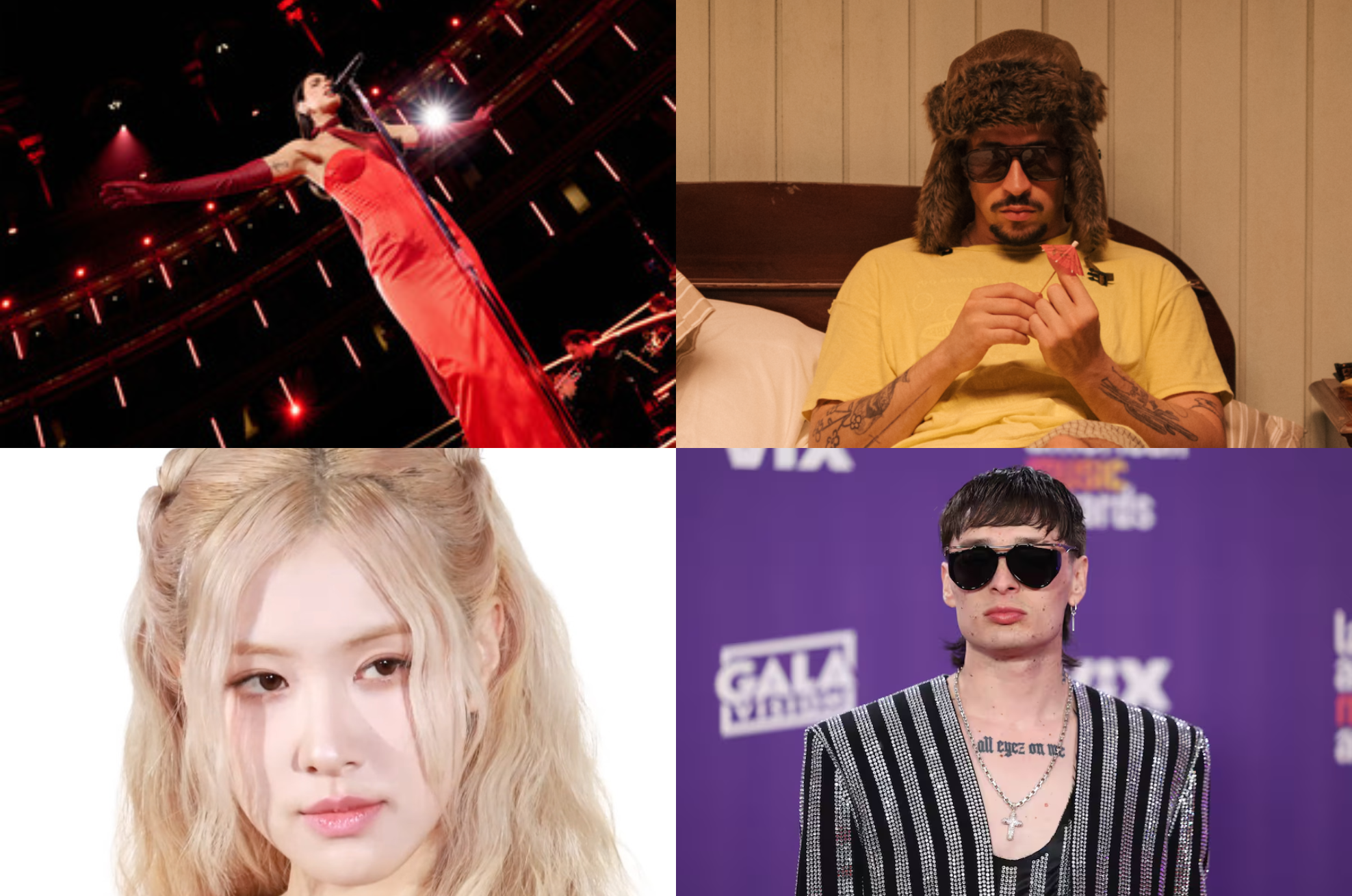 Dua Lipa, Bad Bunny, Rosé y Peso Pluma tienes lanzamientos musicales.
