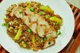 Pollo en mantequilla de naranja y limón con taboule de quinoa