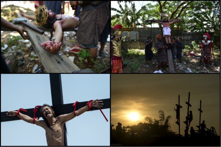 Con impactantes crucifixiones reales, católicos de Filipinas conmemoraron el Viernes Santo