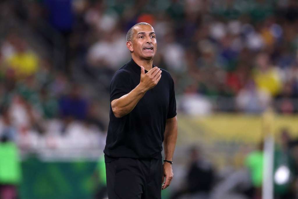 Tunisia's French head coach Sabri Lamouchi during the 2026 World Cup Group F football match between Sweden and Tunisia at the Monterrey Stadium in Guadalupe on June 14, 2026. (Photo by Julio Cesar AGUILAR / AFP)