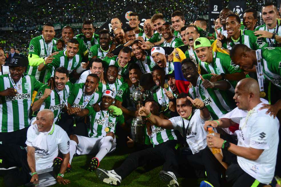 Atlético Nacional celebra el título de la Copa Libertadores de América. / AFP